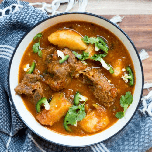 Aloo Gosht Balti min